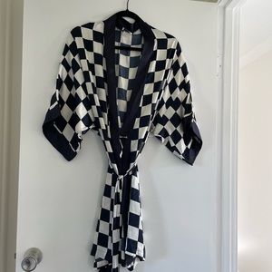 Vintage Checkered Silky Robe